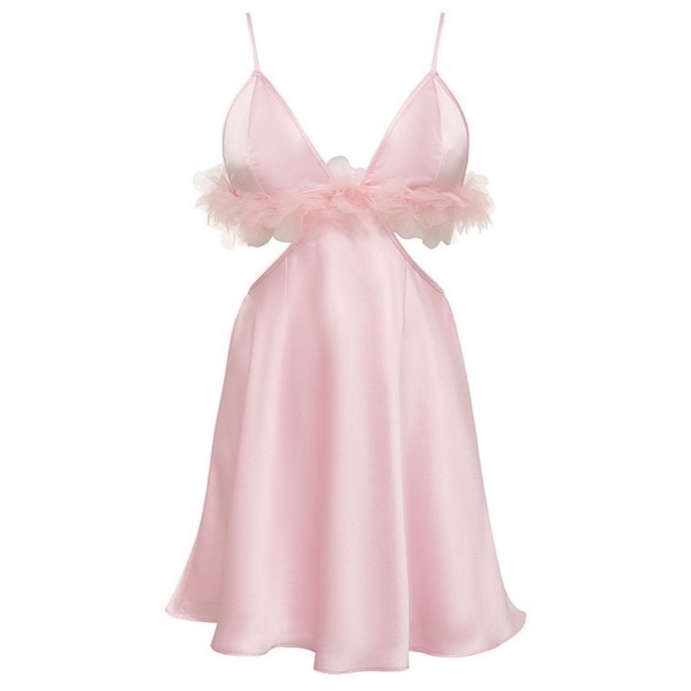 New! For Love and Lemons pink satin cutout slip dress nightie pink 15323 - Picture 2 of 14